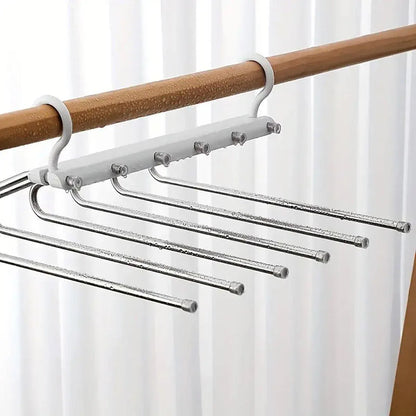 Stainless Steel Multi-Layer Pants Rack Folding Telescopic Anti-Slip Clothes Rack - White