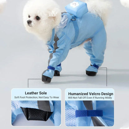 Waterproof Dog Raincoat with Feet Full Coverage Pet Rainy Clothes for Small Dogs - Yellow - M