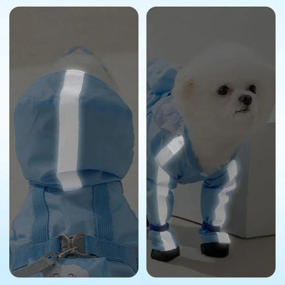 Waterproof Dog Raincoat with Feet Full Coverage Pet Rainy Clothes for Small Dogs - Yellow - M