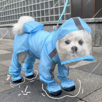 Waterproof Dog Raincoat with Feet Full Coverage Pet Rainy Clothes for Small Dogs - Yellow - M