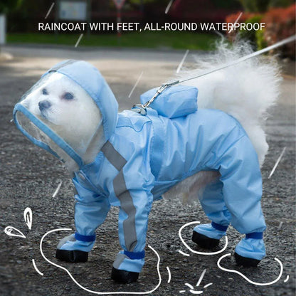 Waterproof Dog Raincoat with Feet Full Coverage Pet Rainy Clothes for Small Dogs - Yellow - M