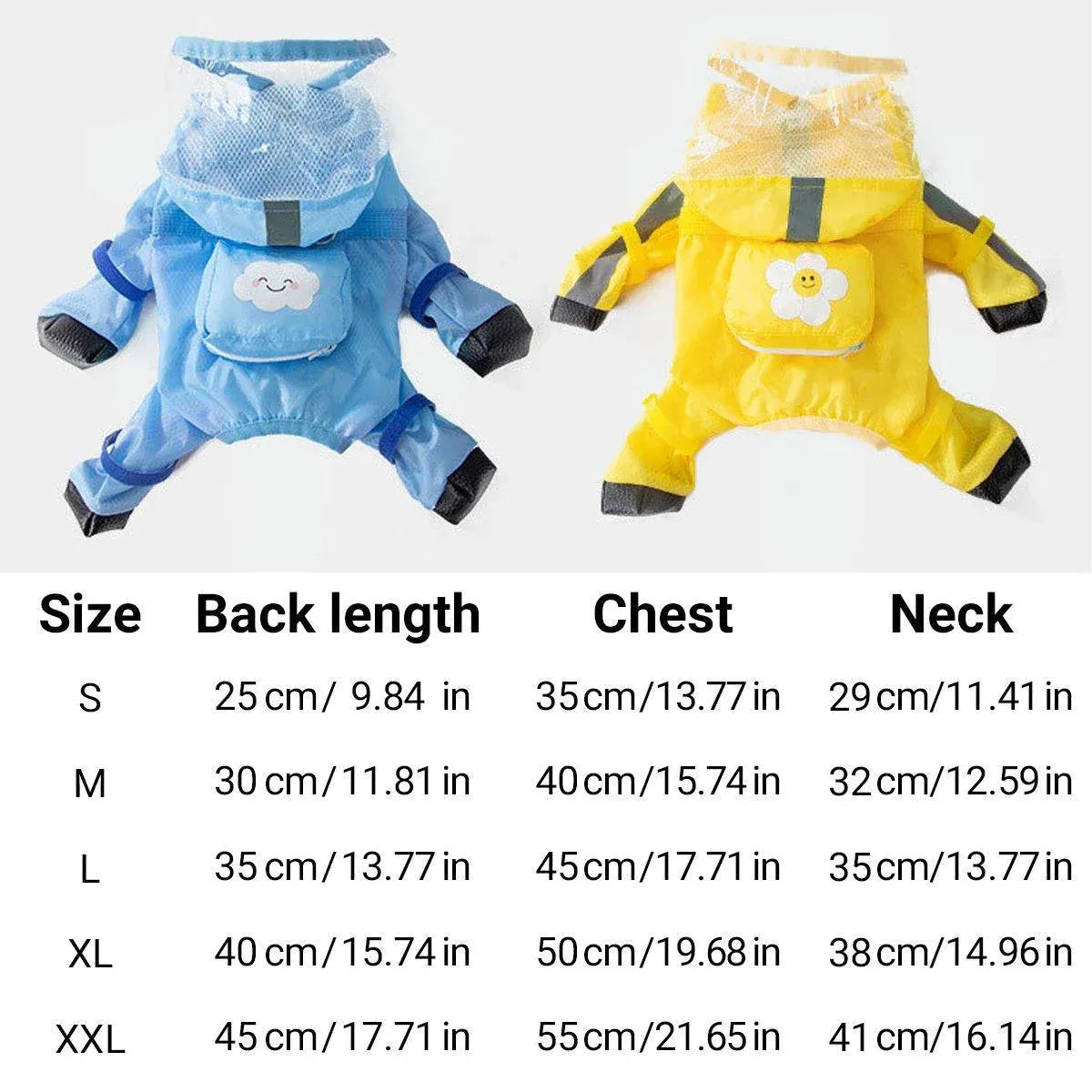 Waterproof Dog Raincoat with Feet Full Coverage Pet Rainy Clothes for Small Dogs - Yellow - M