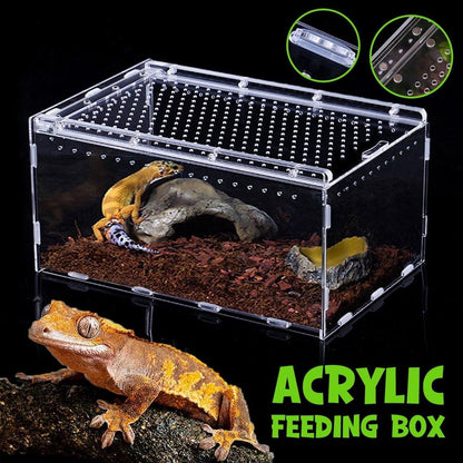 Clear Pet Box Slide Lid Reptile Breeding Habitat Panoramic View Terrarium