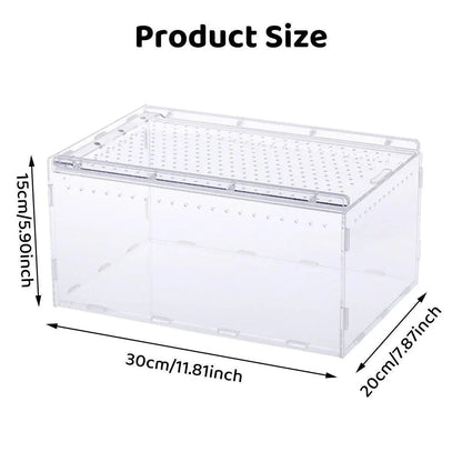 Clear Pet Box Slide Lid Reptile Breeding Habitat Panoramic View Terrarium