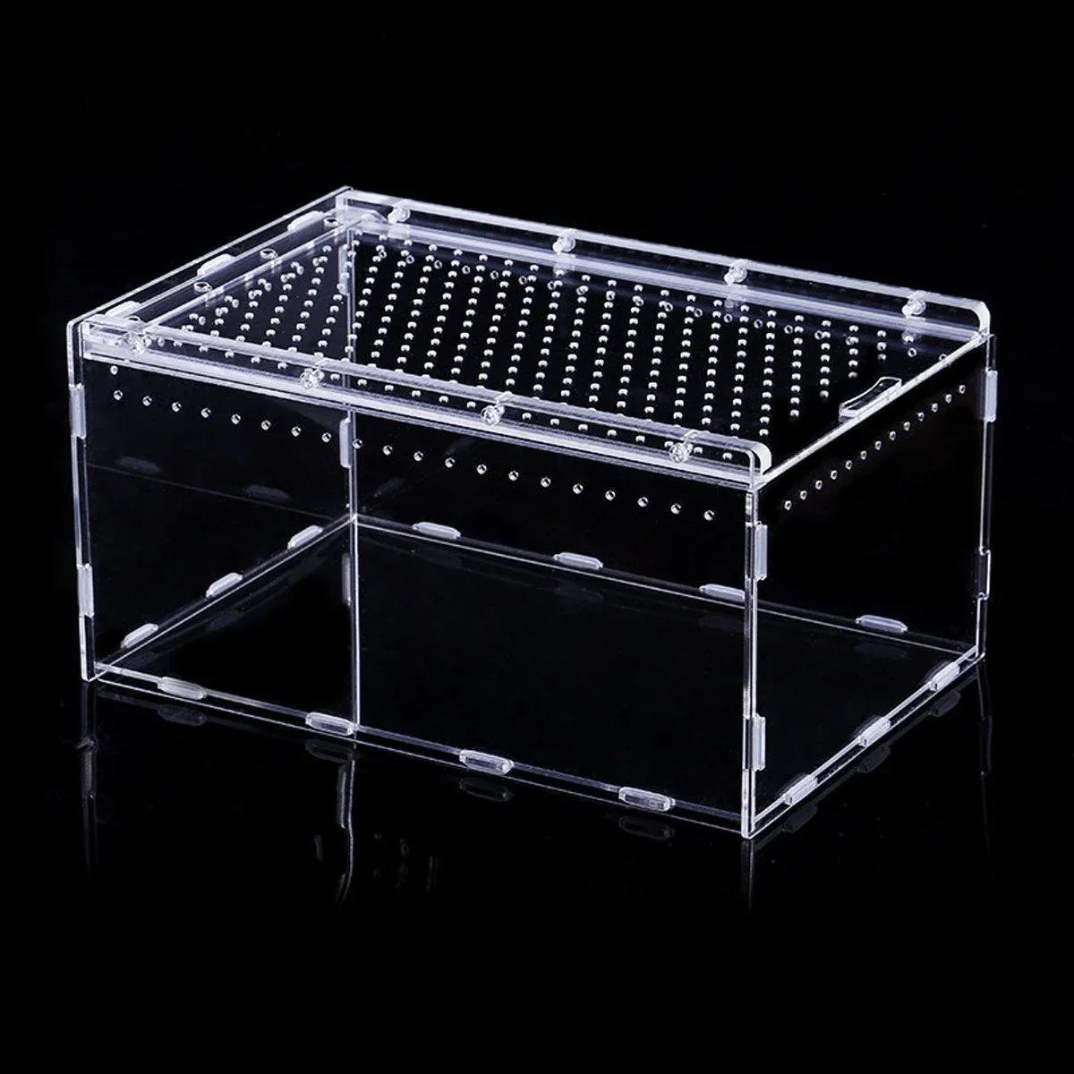 Clear Pet Box Slide Lid Reptile Breeding Habitat Panoramic View Terrarium