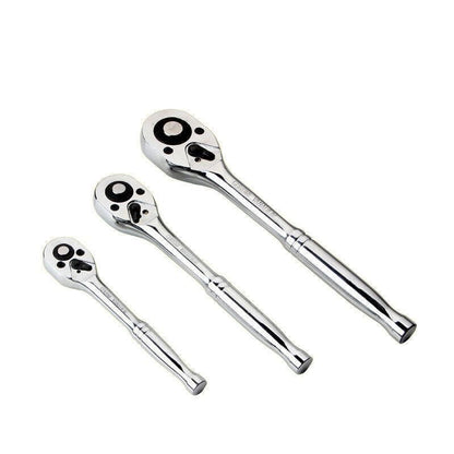 Quick Release Ratchet Handle 1/4 inch 3/8 inch 1/2 inch Drive Reversible Socket Wrench - 16x245x42mm