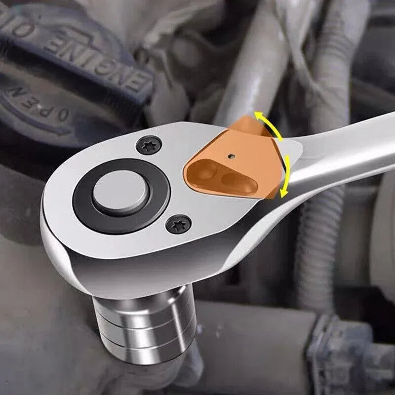 Quick Release Ratchet Handle 1/4 inch 3/8 inch 1/2 inch Drive Reversible Socket Wrench - 16x245x42mm