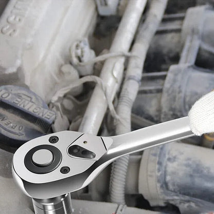 Quick Release Ratchet Handle 1/4 inch 3/8 inch 1/2 inch Drive Reversible Socket Wrench - 16x245x42mm