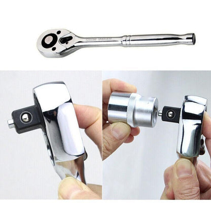 Quick Release Ratchet Handle 1/4 inch 3/8 inch 1/2 inch Drive Reversible Socket Wrench - 16x245x42mm