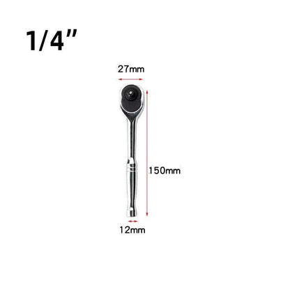 Quick Release Ratchet Handle 1/4 inch 3/8 inch 1/2 inch Drive Reversible Socket Wrench - 16x245x42mm