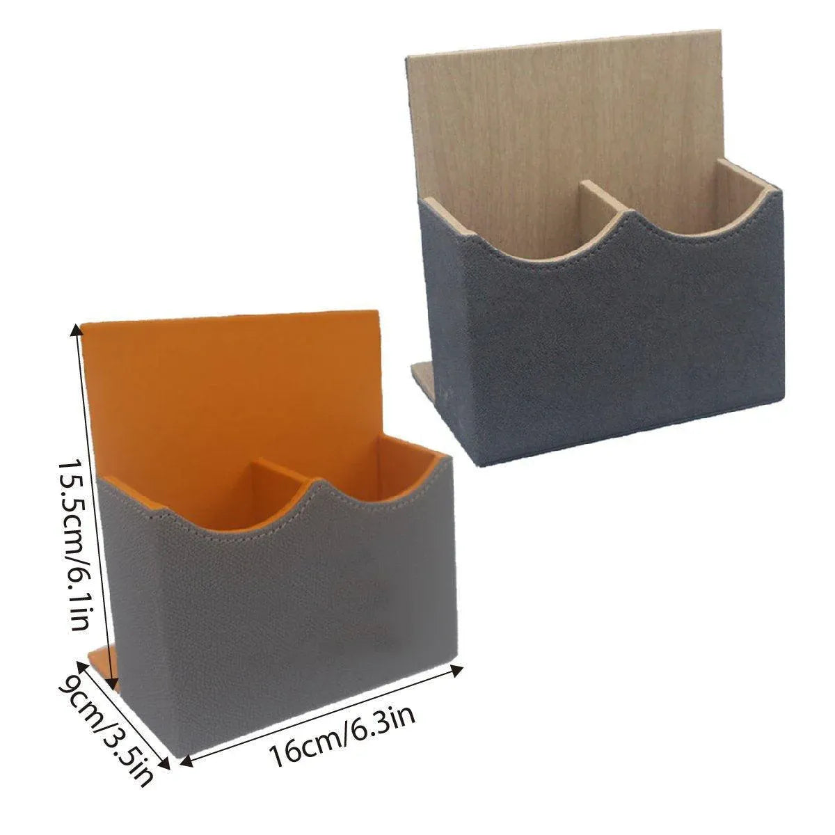 Hotel Remote Control Holder Leather Desk Organiser Caddy for TV AC Storage - Orange