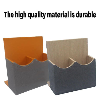 Hotel Remote Control Holder Leather Desk Organiser Caddy for TV AC Storage - Orange