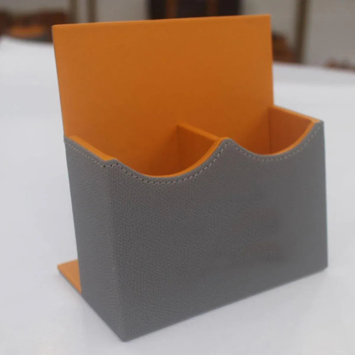 Hotel Remote Control Holder Leather Desk Organiser Caddy for TV AC Storage - Orange