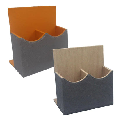 Hotel Remote Control Holder Leather Desk Organiser Caddy for TV AC Storage - Brown
