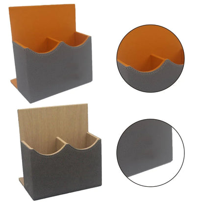 Hotel Remote Control Holder Leather Desk Organiser Caddy for TV AC Storage - Brown