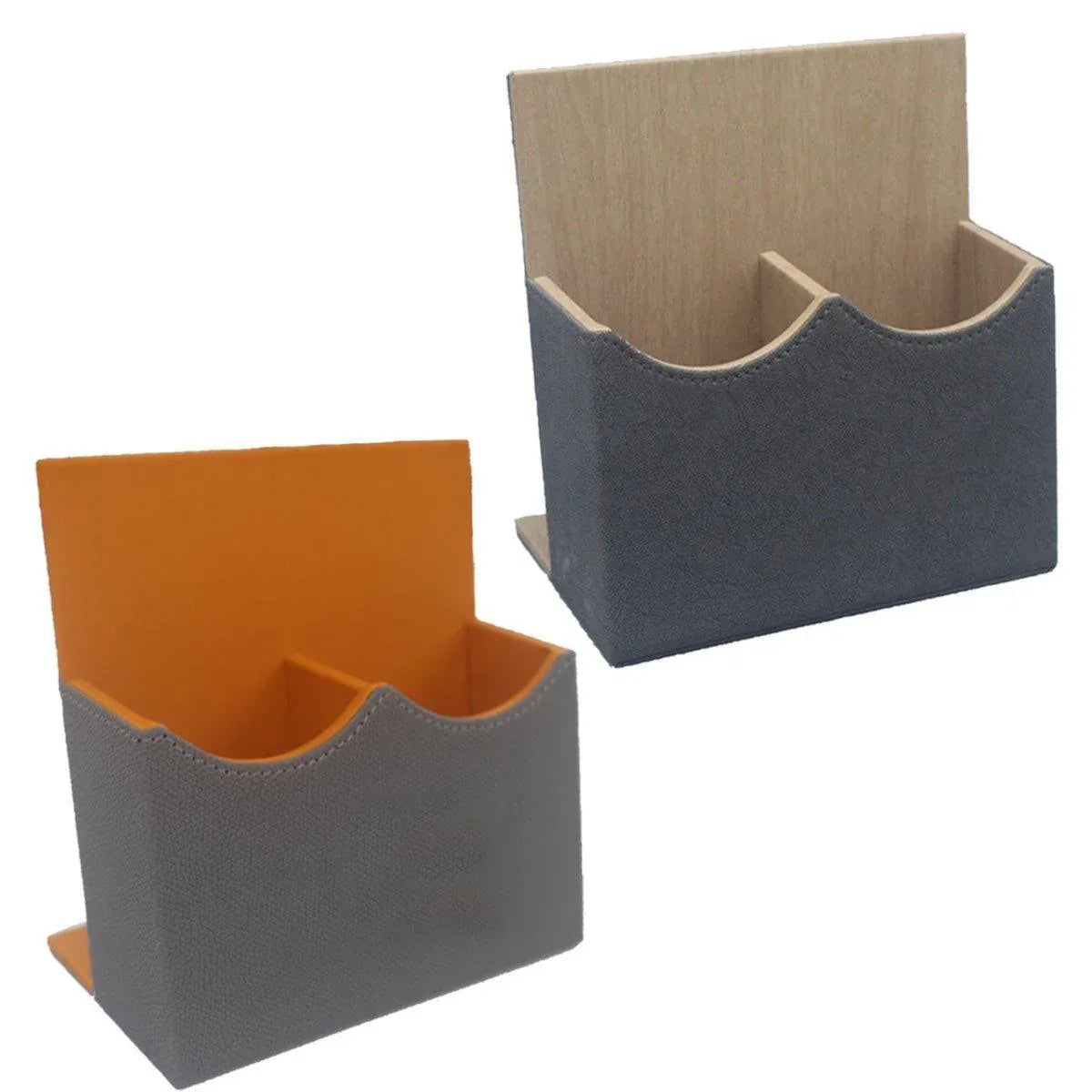 Hotel Remote Control Holder Leather Desk Organiser Caddy for TV AC Storage - Brown