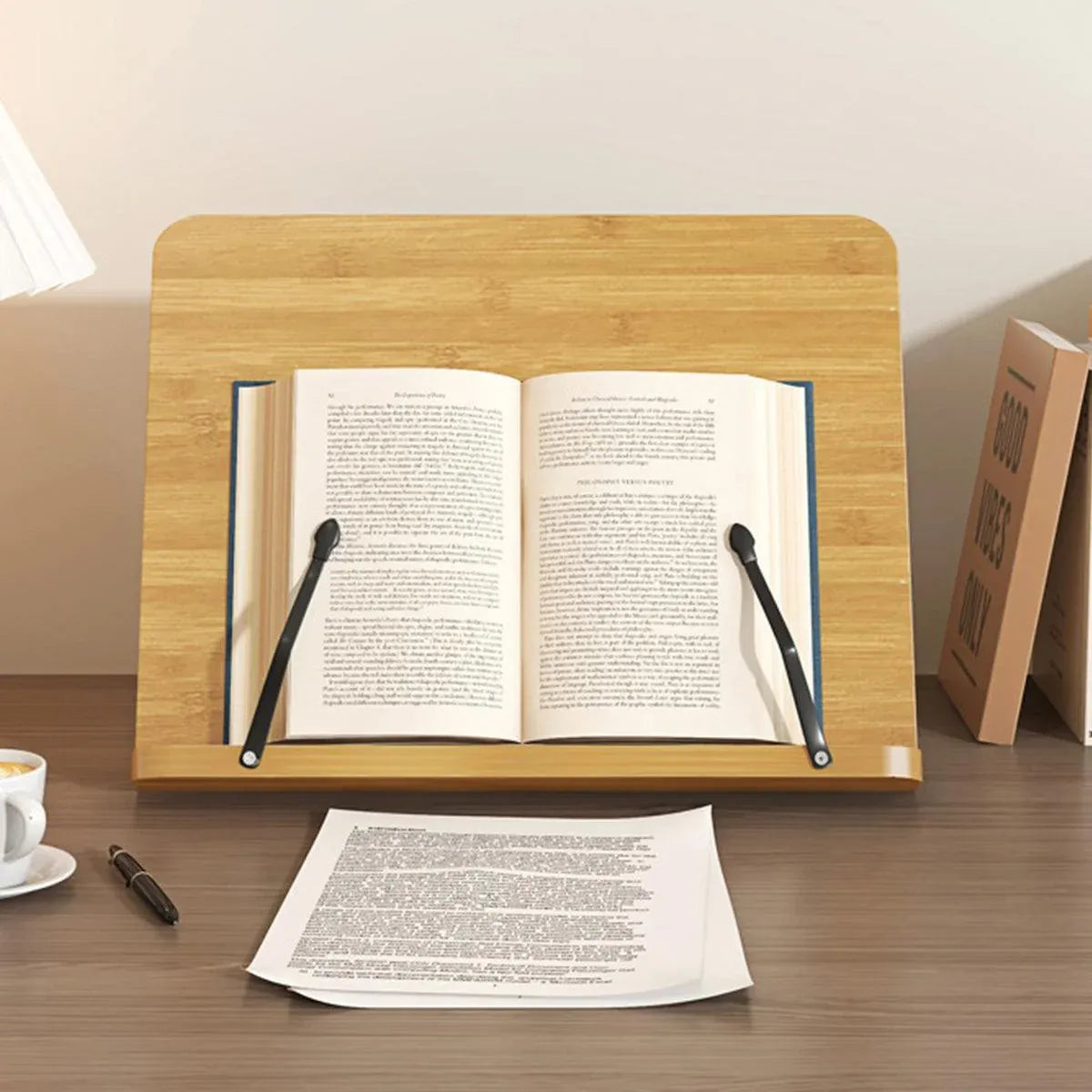 Wooden Adjustable Reading Stand Multifunctional Book Holder Bracket for Desk - Small