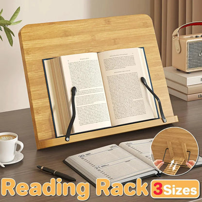 Wooden Adjustable Reading Stand Multifunctional Book Holder Bracket for Desk - Small