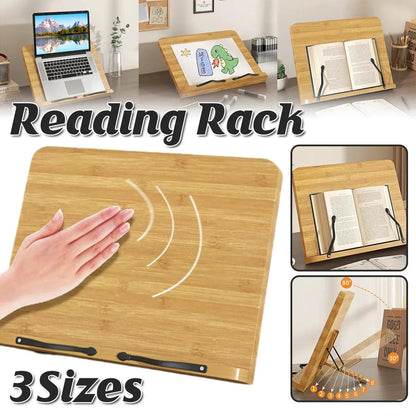 Wooden Adjustable Reading Stand Multifunctional Book Holder Bracket for Desk - Small