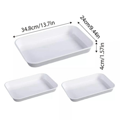 Rectangular White Plastic Deli Display Tray Dishes Serving Platter Food Plate