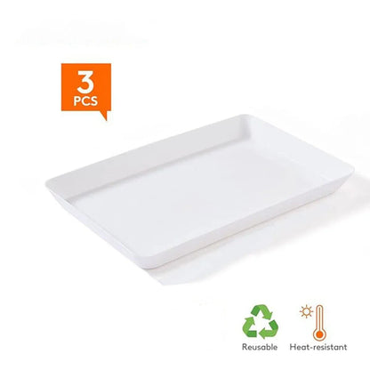 Rectangular White Plastic Deli Display Tray Dishes Serving Platter Food Plate