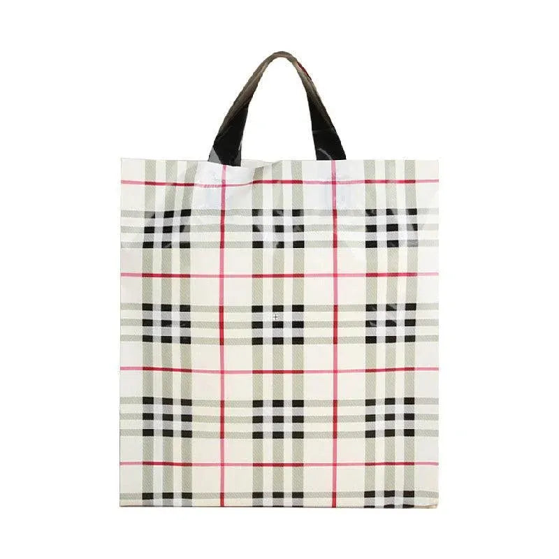 50x Reusable Plastic Tote Bag Eco Friendly Shopping Bags Durable Large Capacity - Red-Black 37*30*8cm