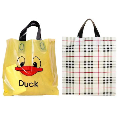 50x Reusable Plastic Tote Bag Eco Friendly Shopping Bags Durable Large Capacity - Red-Black 37*30*8cm