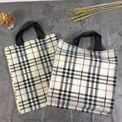 50x Reusable Plastic Tote Bag Eco Friendly Shopping Bags Durable Large Capacity - Red-Black 37*30*8cm