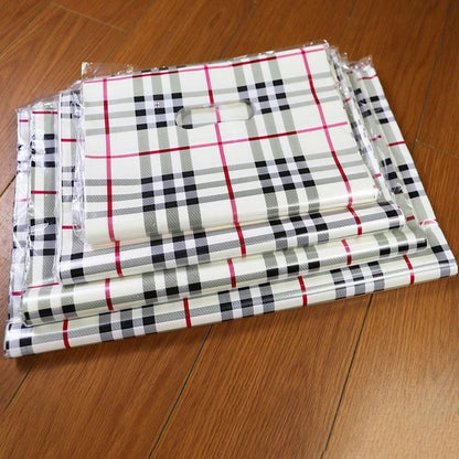 50x Reusable Plastic Tote Bag Eco Friendly Shopping Bags Durable Large Capacity - Red-Black 37*30*8cm