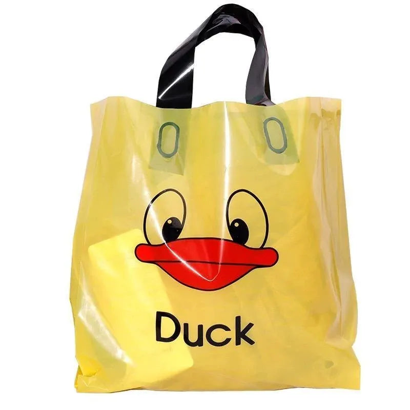 50x Reusable Plastic Tote Bag Eco Friendly Shopping Bags Durable Large Capacity - Red-Black 37*30*8cm