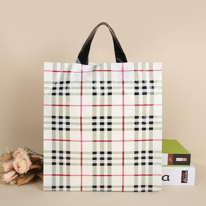 50x Reusable Plastic Tote Bag Eco Friendly Shopping Bags Durable Large Capacity - Red-Black 37*30*8cm