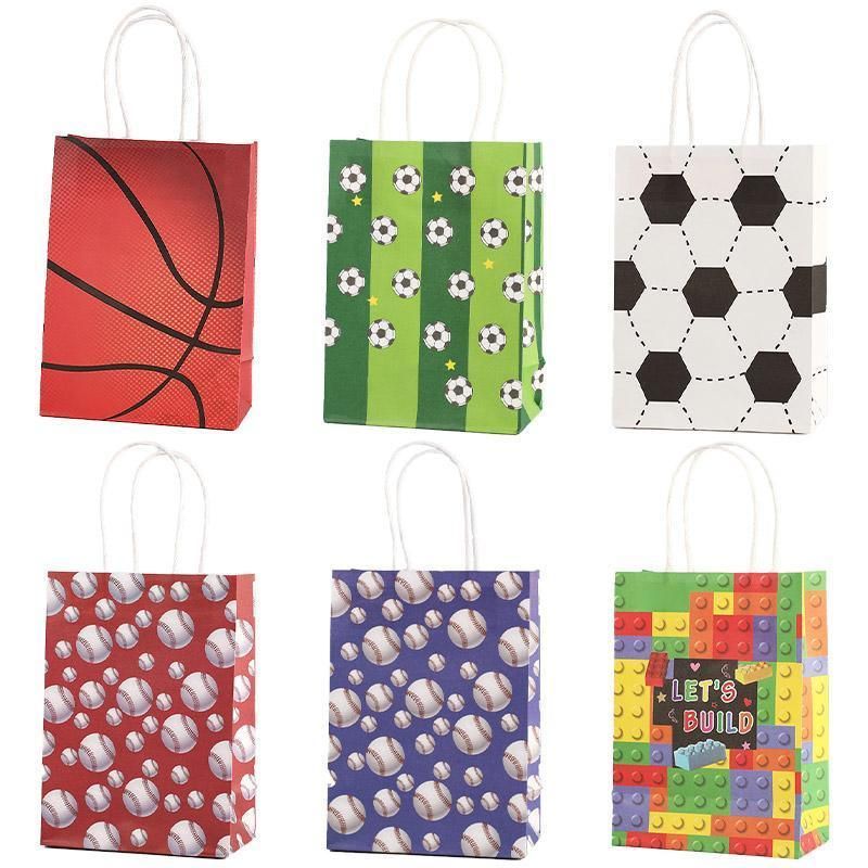 30PCS Fashion Ball Kraft Paper Gift Bag Festivals gift tote bag Party Favor Bag - Red-Tennis-Ball-30pcs