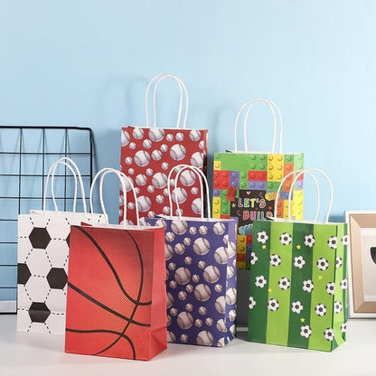 30PCS Fashion Ball Kraft Paper Gift Bag Festivals gift tote bag Party Favor Bag - Red-Tennis-Ball-30pcs