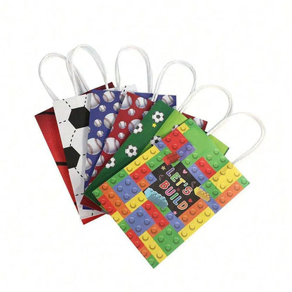 30PCS Fashion Ball Kraft Paper Gift Bag Festivals gift tote bag Party Favor Bag - Red-Tennis-Ball-30pcs