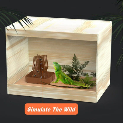 Reptile Anti Escape Feeding Basin Self Catch Feeder for Lizard Snake Pet Care - Brown-L