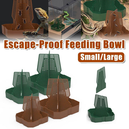 Reptile Anti Escape Feeding Basin Self Catch Feeder for Lizard Snake Pet Care - Green-L