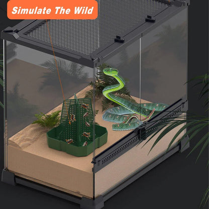 Reptile Anti Escape Feeding Basin Self Catch Feeder for Lizard Snake Pet Care - Green-L