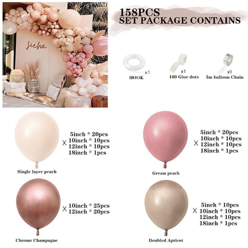 Retro Pink Balloon Arch Kit Set Garland for Birthday Wedding Party Decoration - 144PCS