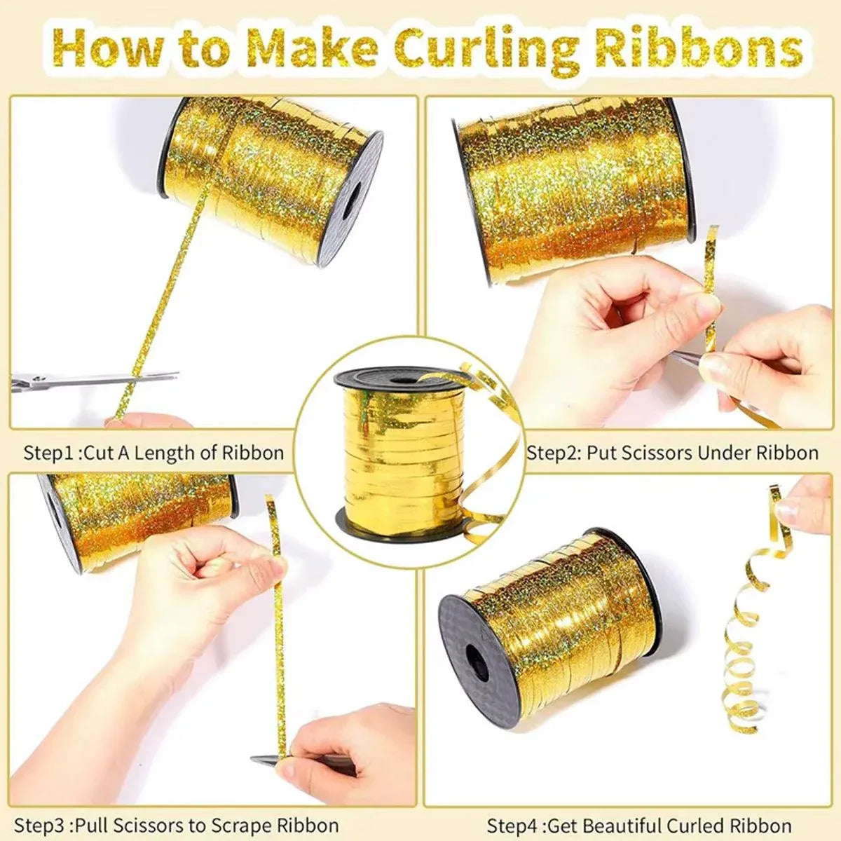 5mm Balloon Ribbon Curling Party String Gift Wrap Decoration Birthday Wedding - Laser-Rose Red