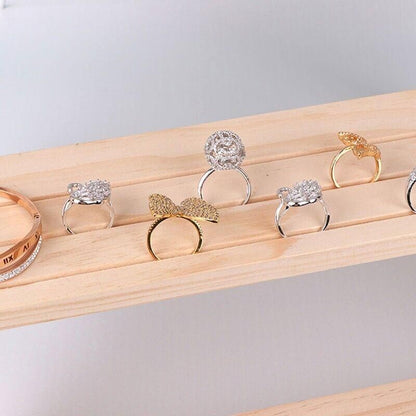 3 Tiers Wooden Earring Display Stand Holder Necklace Ring Counter Display
