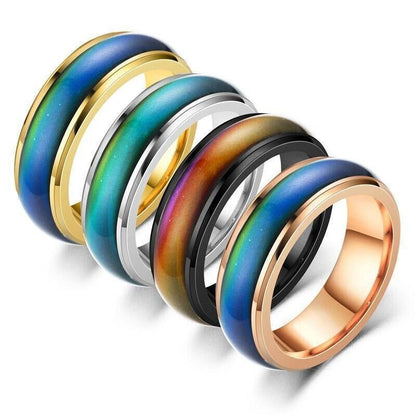 Mood Colour Changing Ring Temperature Sensitive Stainless Steel US Size 9 - Colourful