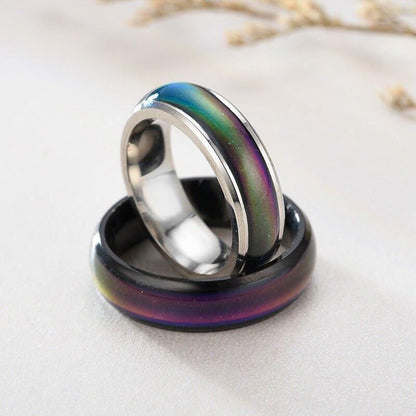 Mood Colour Changing Ring Temperature Sensitive Stainless Steel US Size 9 - Colourful