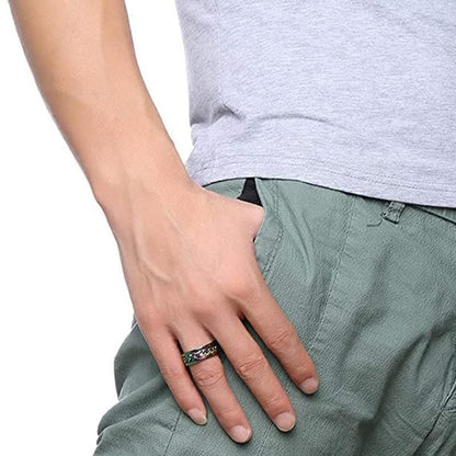 Spinner Rings Mens Womens Fidget Rotating Ring Silver Stainless Steel Size 7 - Rainbow