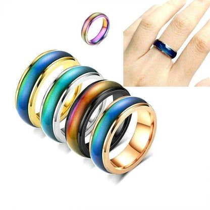 Mood Colour Changing Ring Temperature Sensitive Stainless Steel US Size 6 - Rose Gold