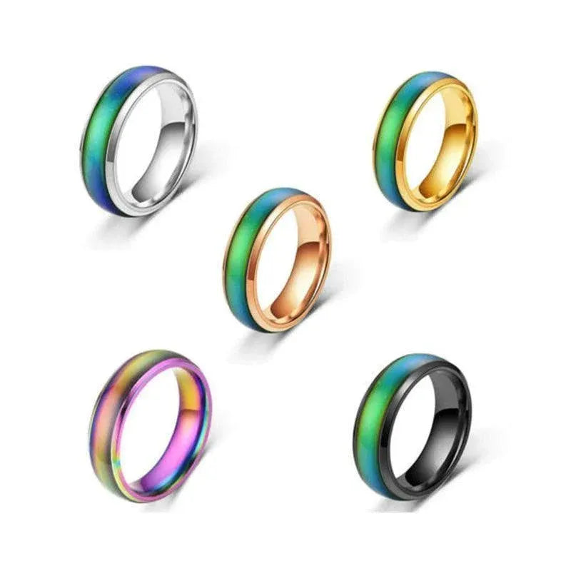 Mood Colour Changing Ring Temperature Sensitive Stainless Steel US Size 6 - Rose Gold
