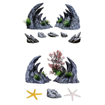 Aquarium Resin Dragon Stone Rock Decorative Ornaments Fish Tank Landscape - Dragon Valley 3#（6PCS）