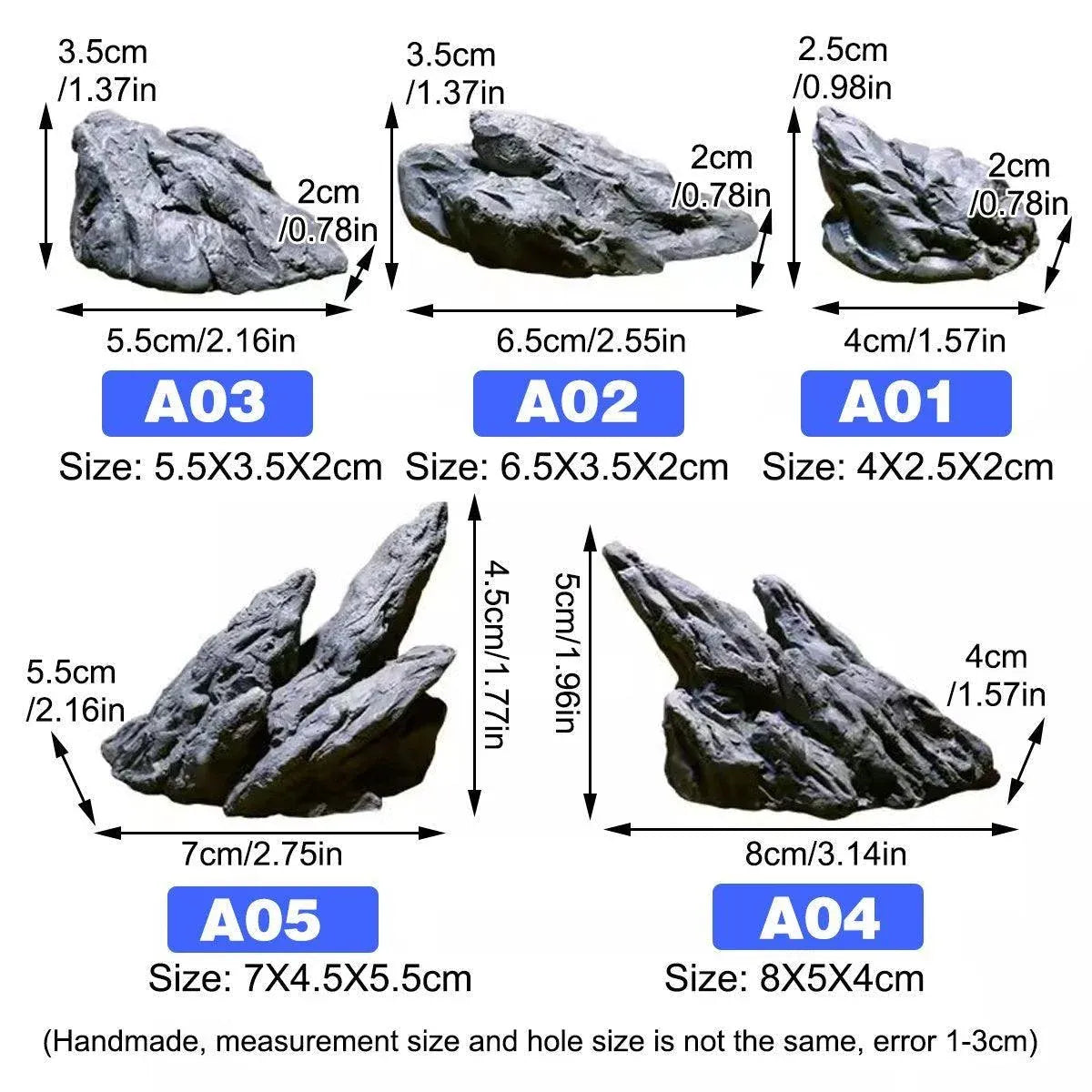 Aquarium Resin Dragon Stone Rock Decorative Ornaments Fish Tank Landscape - Dragon Valley 3#（6PCS）
