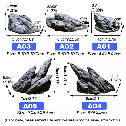 Aquarium Resin Dragon Stone Rock Decorative Ornaments Fish Tank Landscape - Dragon Valley 3#（6PCS）