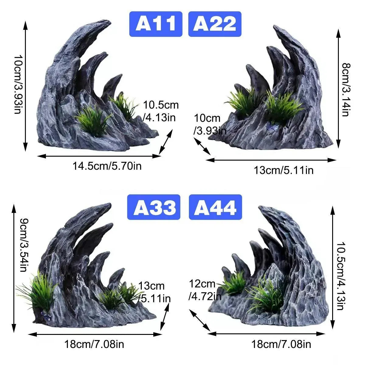 Aquarium Resin Dragon Stone Rock Decorative Ornaments Fish Tank Landscape - Dragon Valley 3#（6PCS）