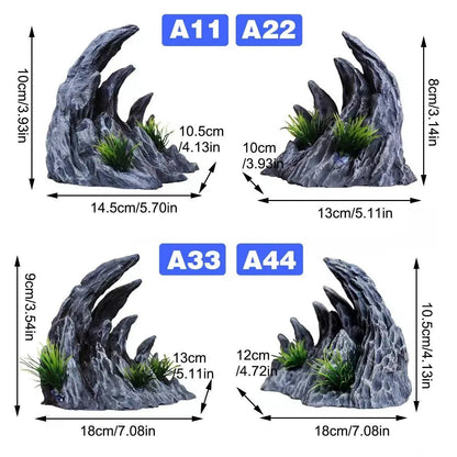 Aquarium Resin Dragon Stone Rock Decorative Ornaments Fish Tank Landscape - Dragon Valley 3#（6PCS）